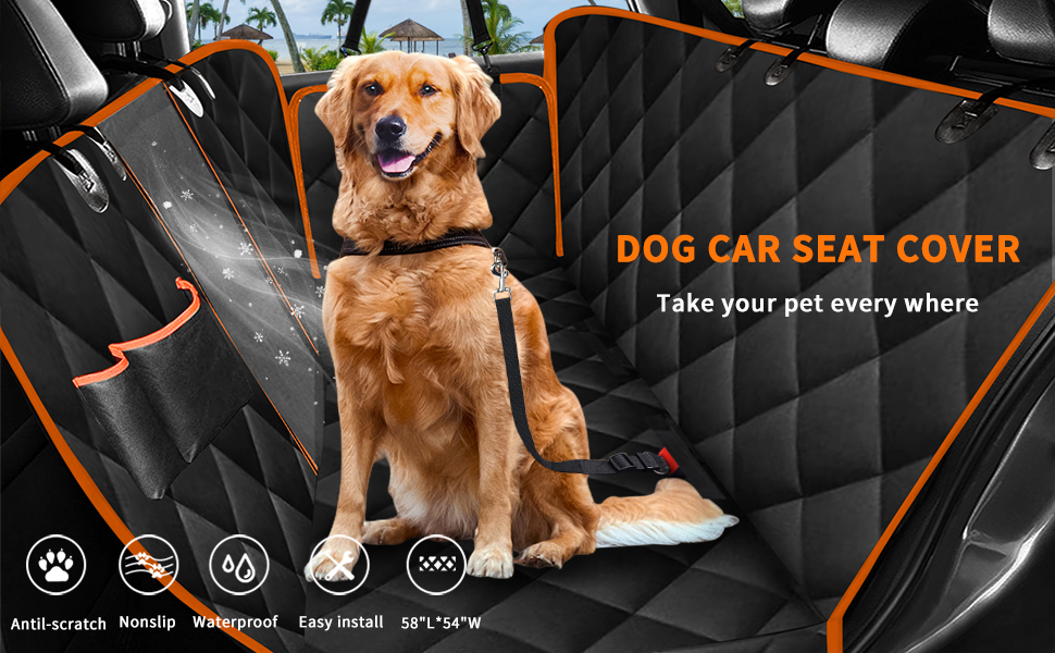 Paw For Life Waterproof Car Seat Cover, Seat Belt, Pet Leash - Paw For Life